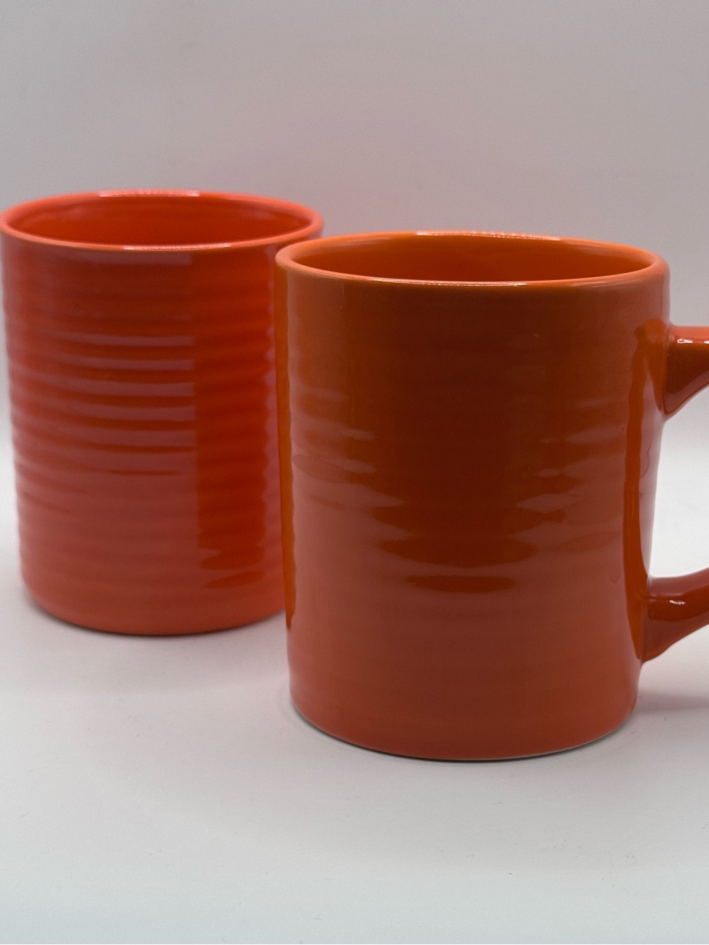 ROYAL NORFOLK Ribbed Design Coffee Cups, Santa Fe Orange, Discontinued, Set of 2